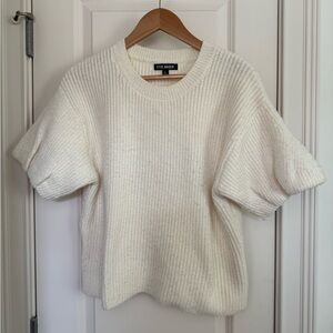 Steve Madden Ivory Ribbed Knit Top